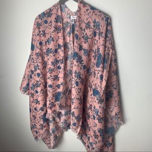 Floral Pink and Blue Women's Shawl